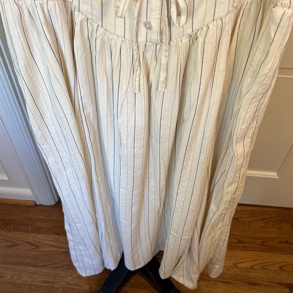 Flare Midi Maxi Skirt Womens Natural White Pin Stripe Black + Tan Fully Lined - Picture 9 of 15